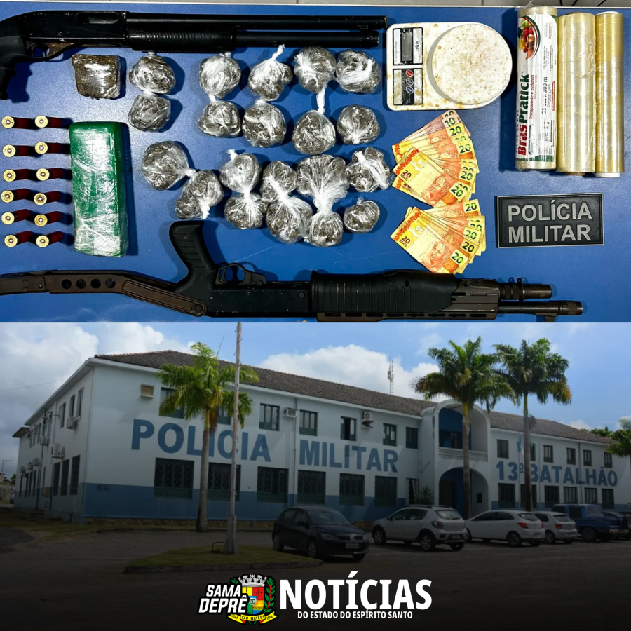 POLÍCIA MILITAR FAZ APREENSÃO DE DROGAS E ARMAS NA ZONA RURAL DE SÃO MATEUS